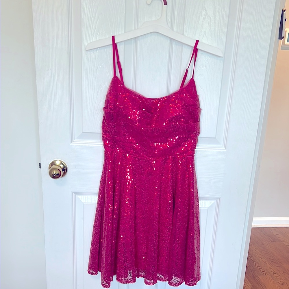 Elegant Pink Sequin Mini Dress
